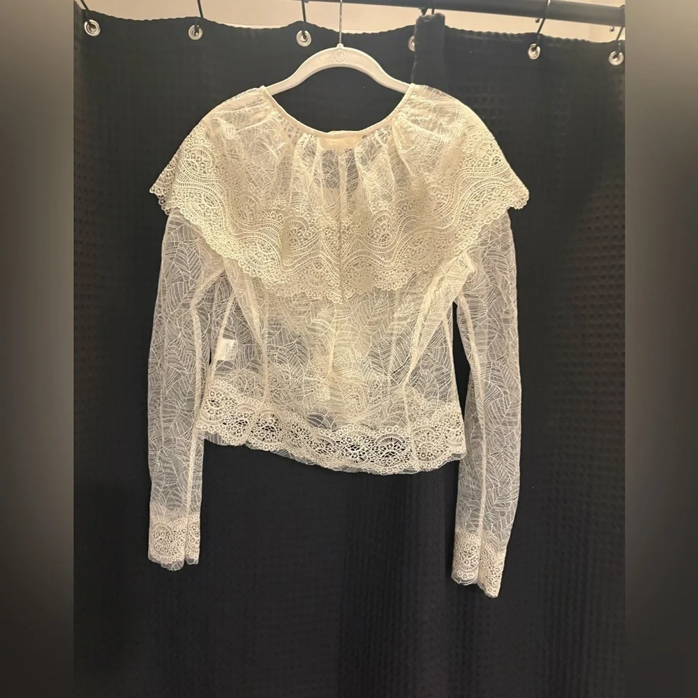 Free People Nigel Preston Victorian Lace Blouse Cream Lace Medium NWT